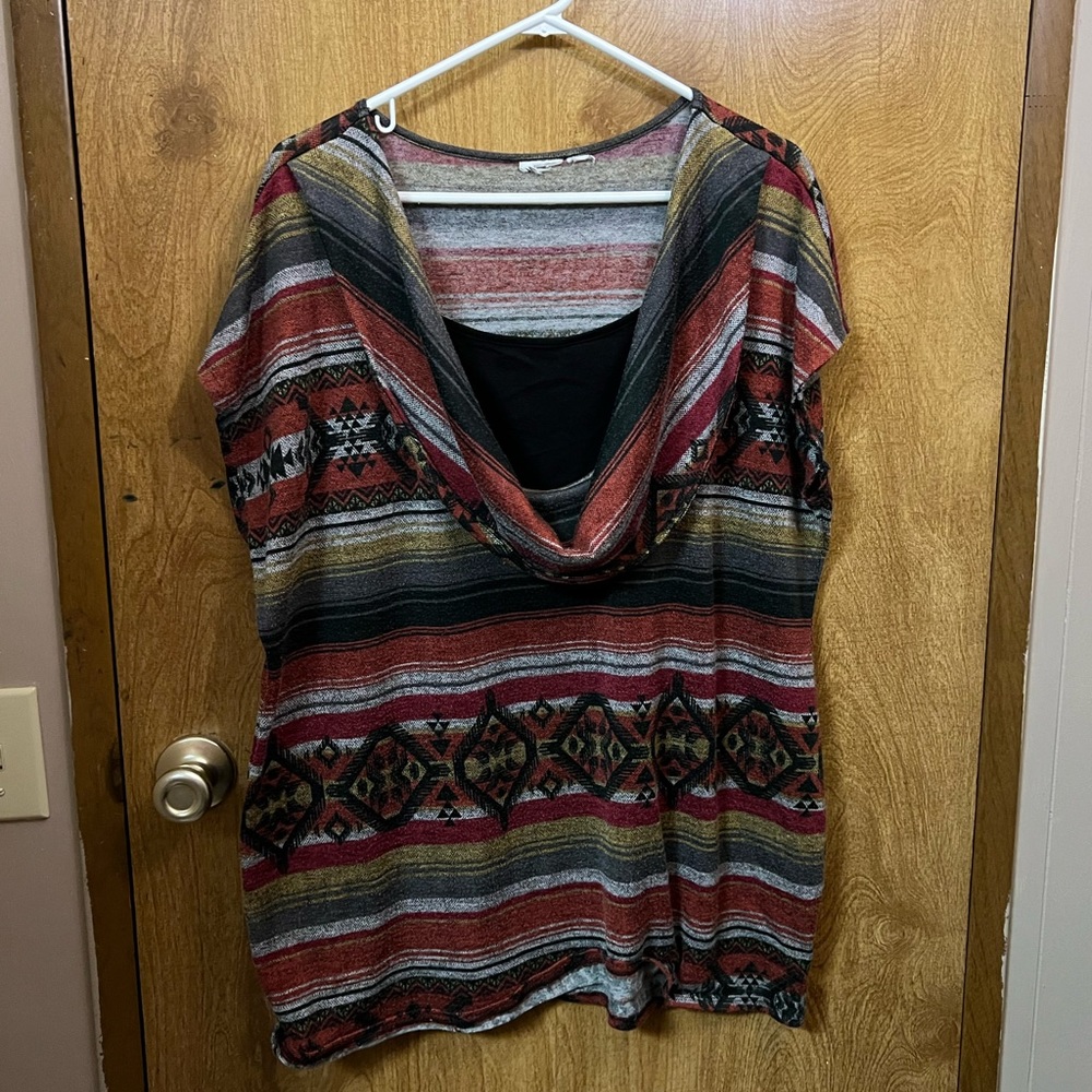 2X shirt with cowl neck